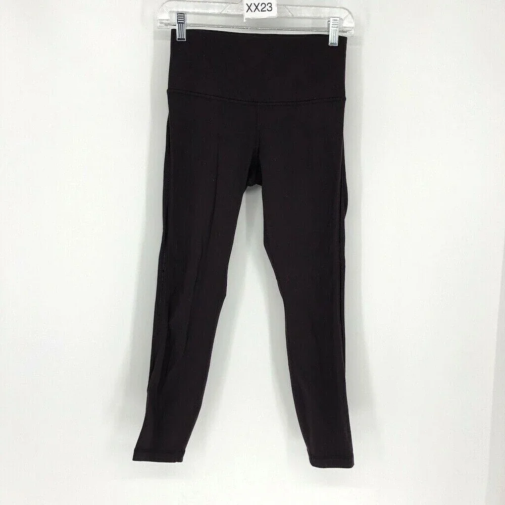 Lululemon Women's Purple Solid Polyester Pull on Mid Rise Activewear Leggings - Picture 1 of 6